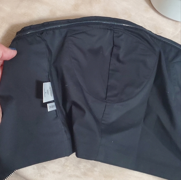 Like NEW New York & Co Striped Button Down Shirt w/ Black Corset Overlay Sz S - Picture 10 of 14